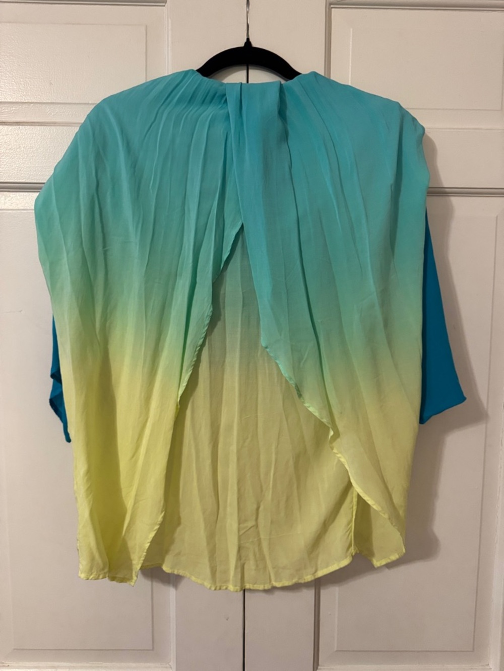 NWT Young Fabulous & Broke Bright Teal/Yellow Ombré Dress Coverup Gathered Front - Picture 6 of 11